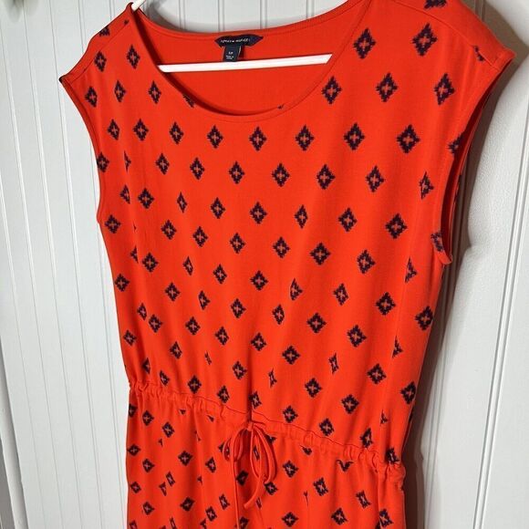 Tommy Hilfiger Dress Sz SP Cotton Drawstring Sundress Beach Red Black 0108 - Picture 5 of 14